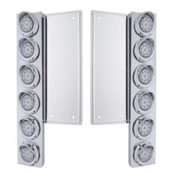 FL Stainless Steel Front Air Cleaner Bracket W/12 x 9 LED 2" Lights &amp; Visors - Amber LED/Clear Lens