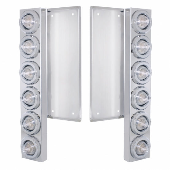 FL Stainless Steel Front Air Cleaner Bracket W/12 x 9 LED 2" Beehive Lights &amp; Bezels - Amber LED/Clear Lens