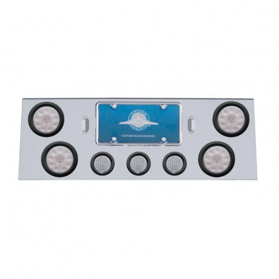Stainless Steel Rear Center Panel With 4 x 10 LED 4" Lights &amp; 3 x 13 LED 2-1/2" Lights - Red LED/Clear Lens