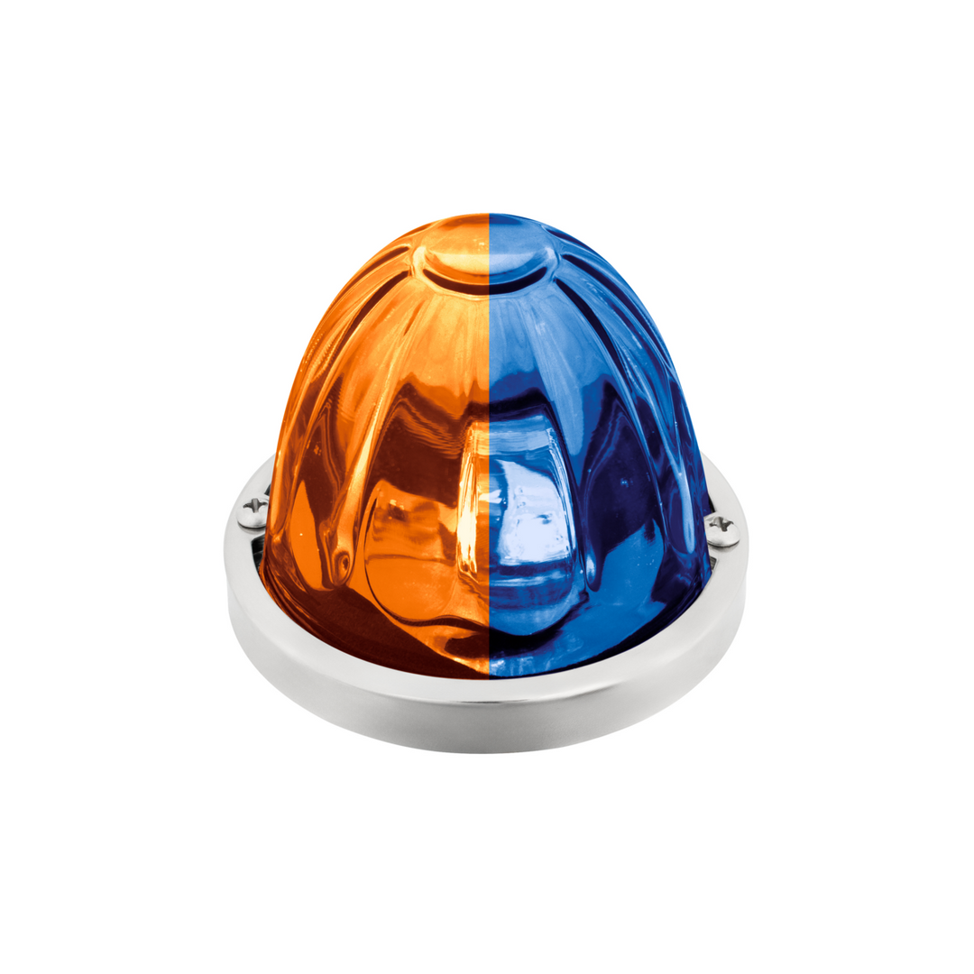 Double Fury 4 LED Dual Function Glass Watermelon Light - Amber &amp; Blue LED