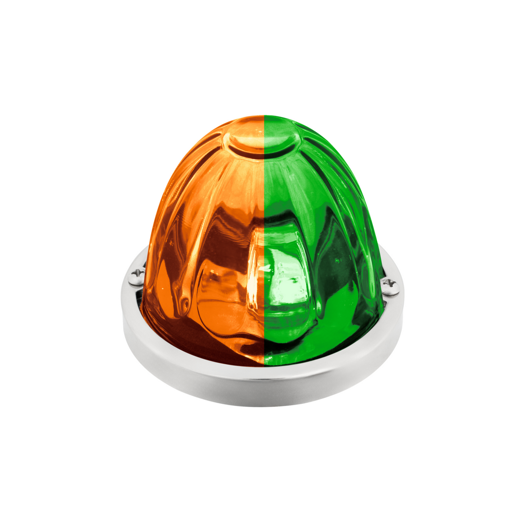 Double Fury 4 LED Dual Function Glass Watermelon Light - Amber &amp; Green LED