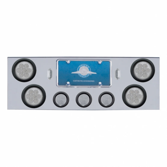 Chrome Rear Center Panel With 4 x 7 LED 4" Reflector Lights &amp; 3 x 13 Red LED 2-1/2" Lights - Red LED/Clear Lens