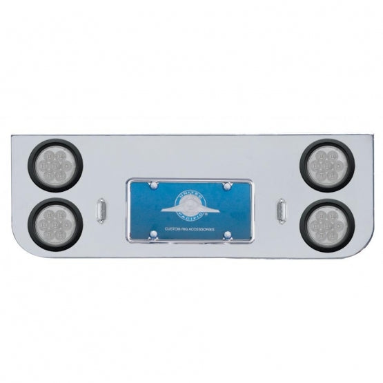 Chrome Rear Center Panel With Four 7 LED 4" Reflector Lights &amp; Grommets - Red LED/Clear Lens