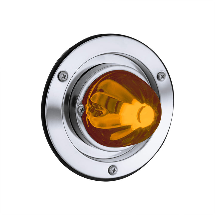 Dual Function Glass Watermelon Sleeper Bunk Kit With 304 Stainless Steel Bezel &amp; LED Bulb - Dark Amber Lens/Amber LED