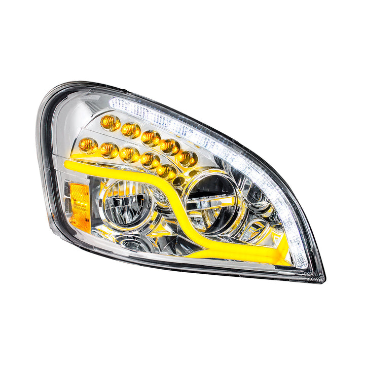 High Power LED Chrome Headlight With LED DRL &amp; LED Turn Signal For 2008-2017 FL Cascadia - Passenger