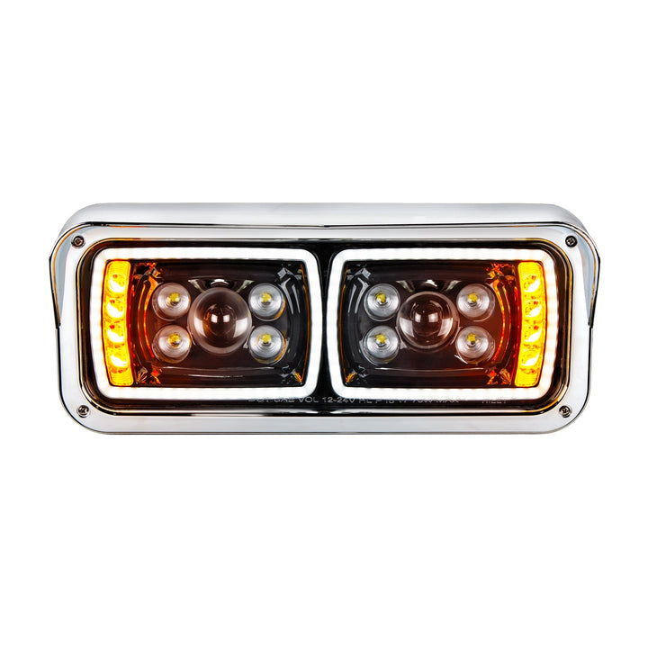 10 High Power LED "Blackout" Projection Headlight With LED Turn Signal &amp; Position Light Bar - Driver