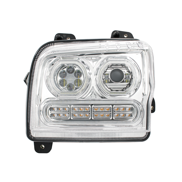 High Power 10 LED Headlight With 24 LED Turn &amp; 100 LED Halo For 2019-2024 Kenworth W990 — Driver / Chrome