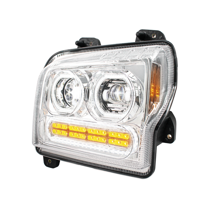 High Power 10 LED Headlight With 24 LED Turn &amp; 100 LED Halo For 2019-2024 Kenworth W990 — Driver / Chrome