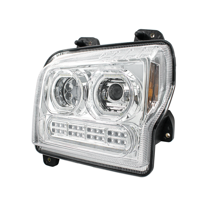 High Power 10 LED Headlight With 24 LED Turn &amp; 100 LED Halo For 2019-2024 Kenworth W990 — Driver / Chrome