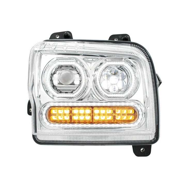 High Power 10 LED Headlight With 24 LED Turn &amp; 100 LED Halo For 2019-2024 Kenworth W990 — Passenger / Chrome