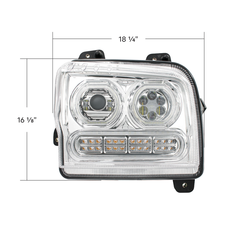 High Power 10 LED Headlight With 24 LED Turn &amp; 100 LED Halo For 2019-2024 Kenworth W990 — Passenger / Chrome