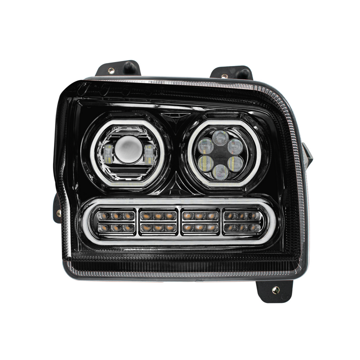 High Power 10 LED Headlight With 24 LED Turn &amp; 100 LED Halo For 2019-2024 Kenworth W990 — Passenger / Black
