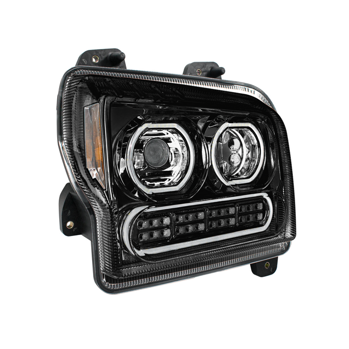 High Power 10 LED Headlight With 24 LED Turn &amp; 100 LED Halo For 2019-2024 Kenworth W990 — Passenger / Black