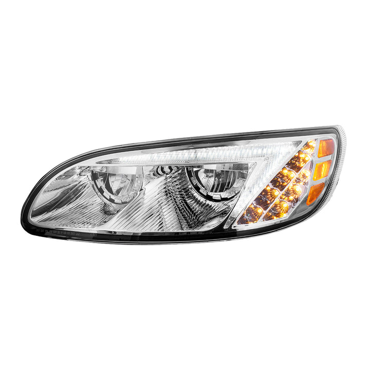 Chrome LED Headlight For Peterbilt 386 (2005-2015) &amp; 387 (1999-2010) - Driver