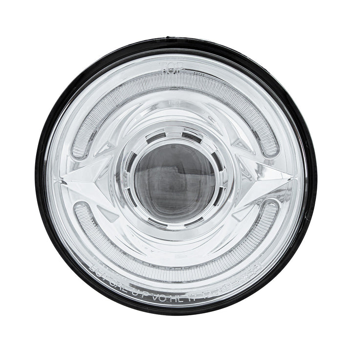 ULTRALIT - LED 5-3/4" Round Headlight With 60 LED Dual Color Light Bar, Amber &amp; White LED - Low Beam