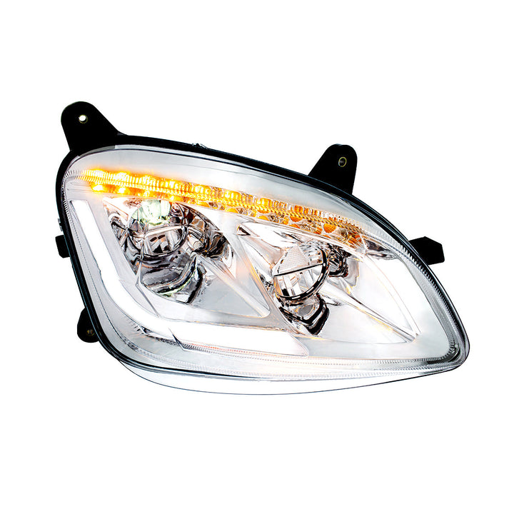 Chrome LED Headlight W/Sequential LED Turn Signal For Peterbilt 579 (2012-21) &amp; 587 (2010-16) - Passenger
