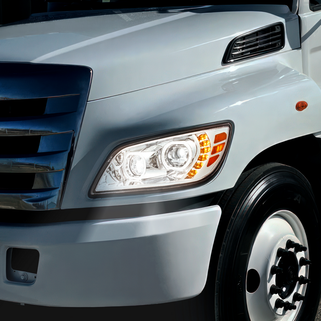 High Power 10 LED Headlight For 2005-2021 Hino 238/258/268/338 — Driver / Chrome