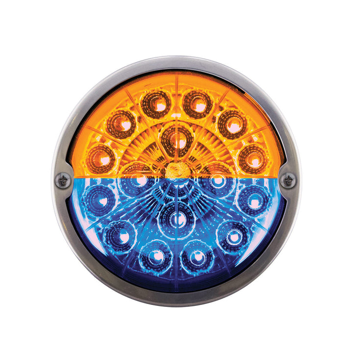17 LED Watermelon Double Fury Light Torpedo Cab Light - Amber &amp; Blue LED/Clear Lens