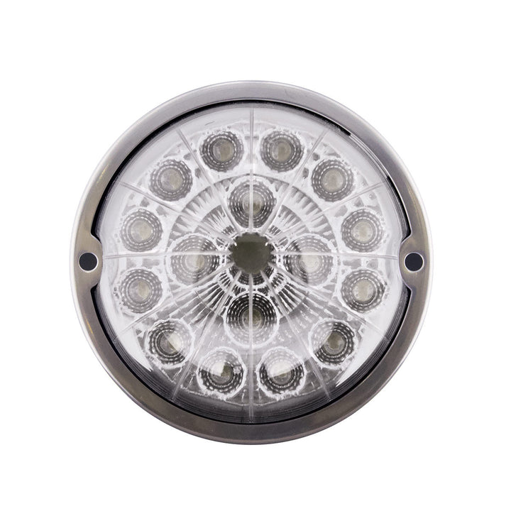 17 LED Watermelon Double Fury Light Flush Mount Kit With Low Profile Stainless Steel Bezel - Red &amp; Blue LED/Clear Lens