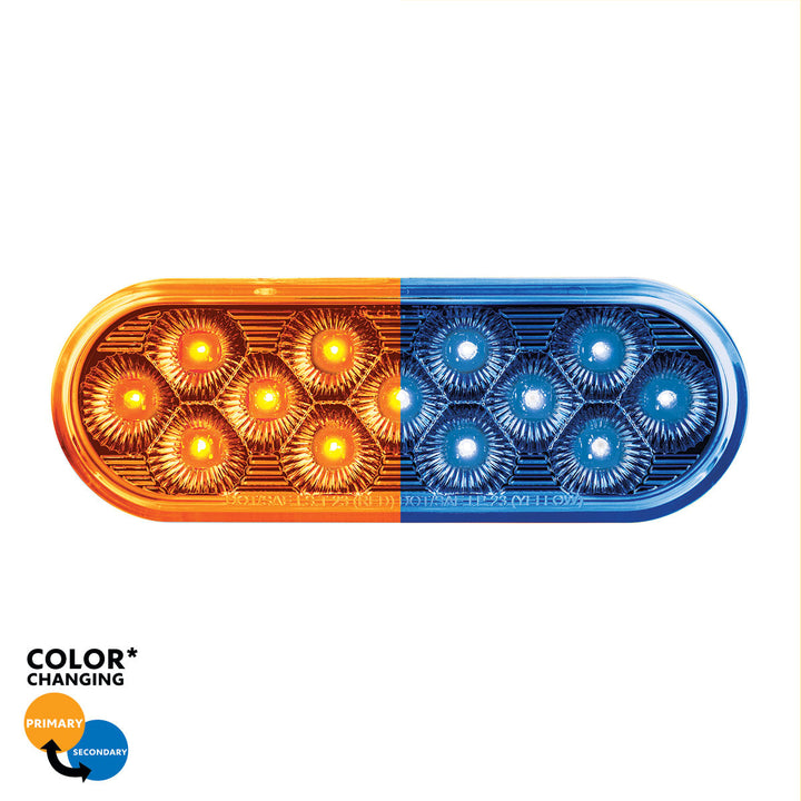 13 LED 6" Oval Double Fury Light (Turn Signal) - Amber &amp; Blue LED/Clear Lens