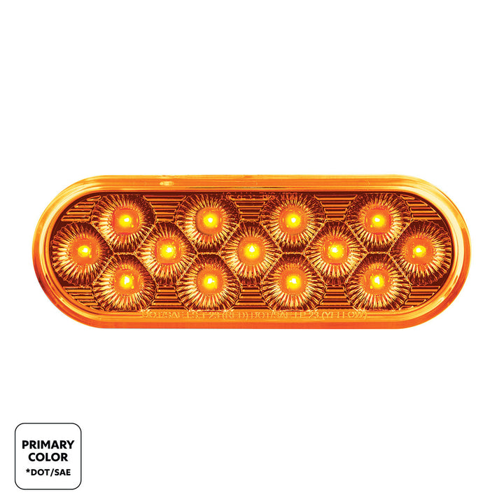 13 LED 6" Oval Double Fury Light (Turn Signal) - Amber &amp; White LED/Clear Lens