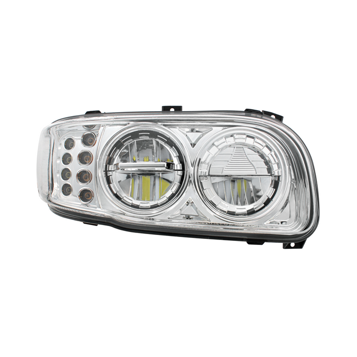 High Power LED Headlight With 8 LED Turn &amp; 4 LED Position Light For 2008-2024 Peterbilt 389 — Passenger / Chrome