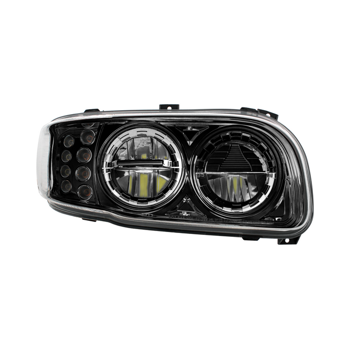 High Power LED Headlight With 8 LED Turn &amp; 4 LED Position Light For 2008-2024 Peterbilt 389 — Passenger / Black