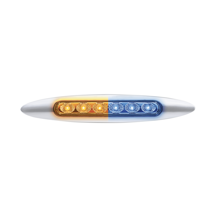 Double Fury 6 LED 6" Dual Function Marker Light With Chrome Bezel - Amber &amp; Blue LED