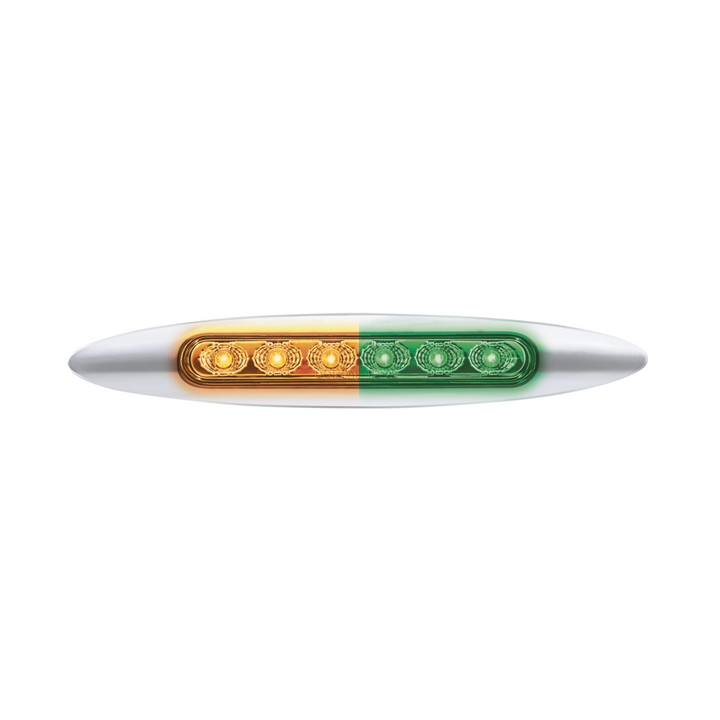Double Fury 6 LED 6" Dual Function Marker Light With Chrome Bezel - Amber &amp; Green LED
