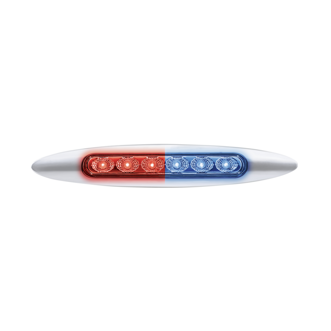 Double Fury 6 LED 6" Dual Function Marker Light With Chrome Bezel - Red &amp; Blue LED