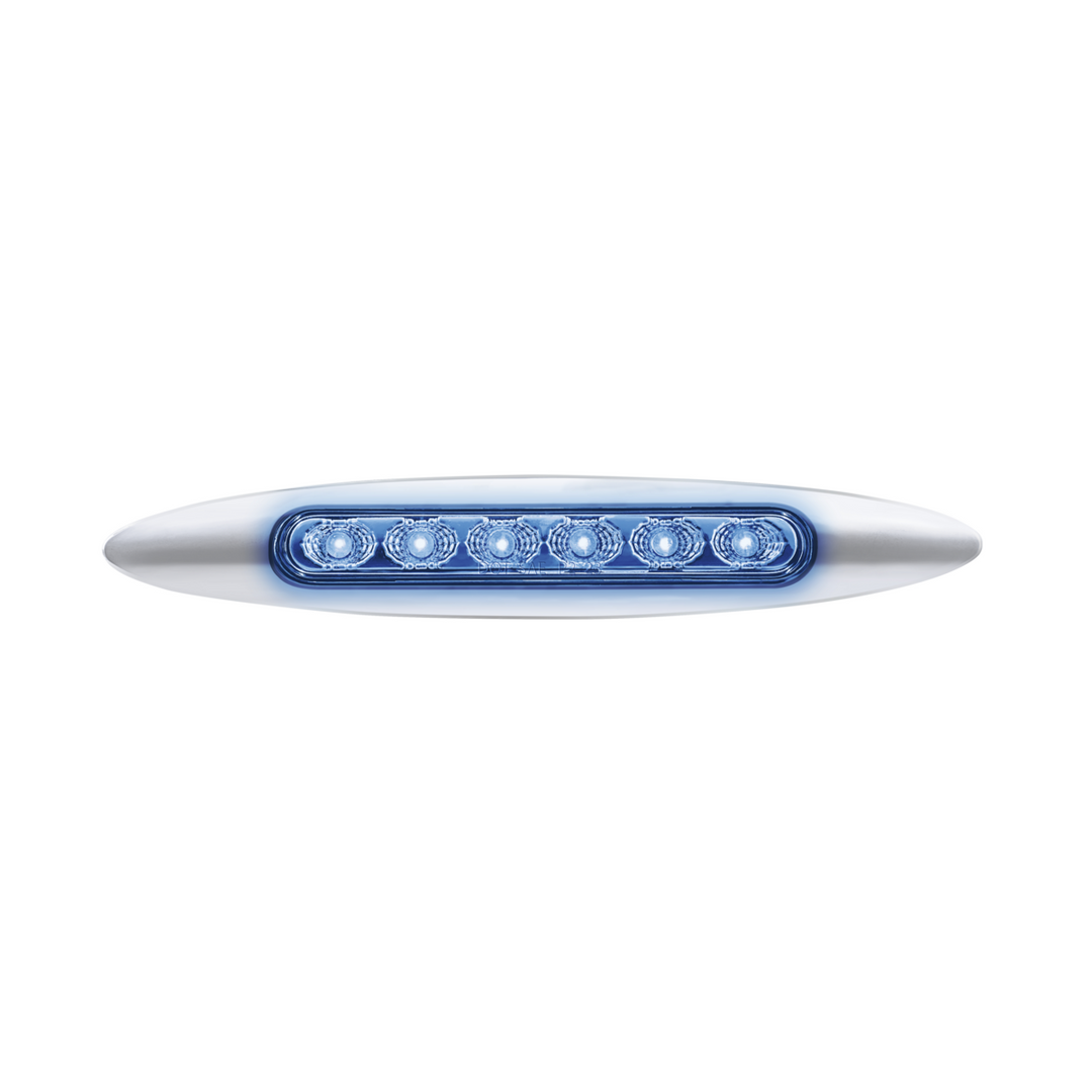 Double Fury 6 LED 6" Dual Function Marker Light With Chrome Bezel - Red &amp; Blue LED