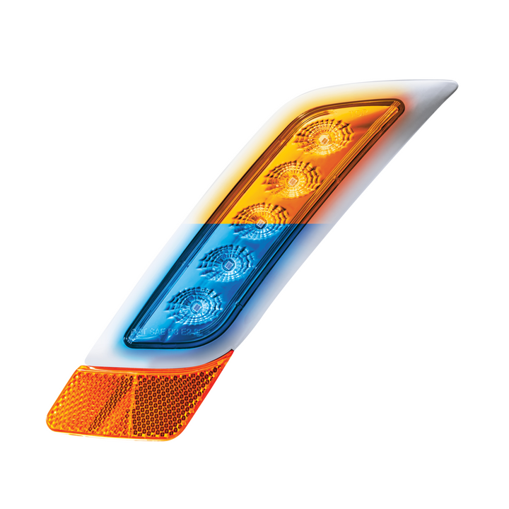Double Fury 5 LED Fender Turn Signal Light For 2012-2021 Peterbilt 579 - Amber &amp; Blue LED