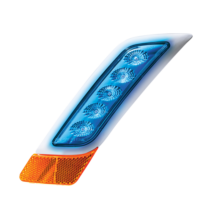 Double Fury 5 LED Fender Turn Signal Light For 2012-2021 Peterbilt 579 - Amber &amp; Blue LED