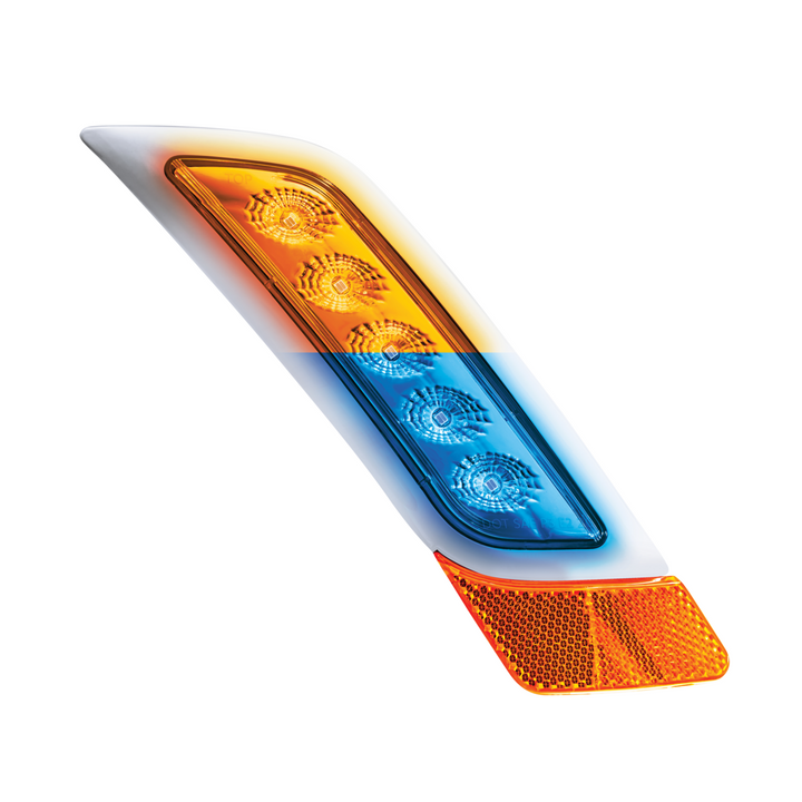 Double Fury 5 LED Fender Turn Signal Light For 2012-2021 Peterbilt 579 - Amber &amp; Green LED