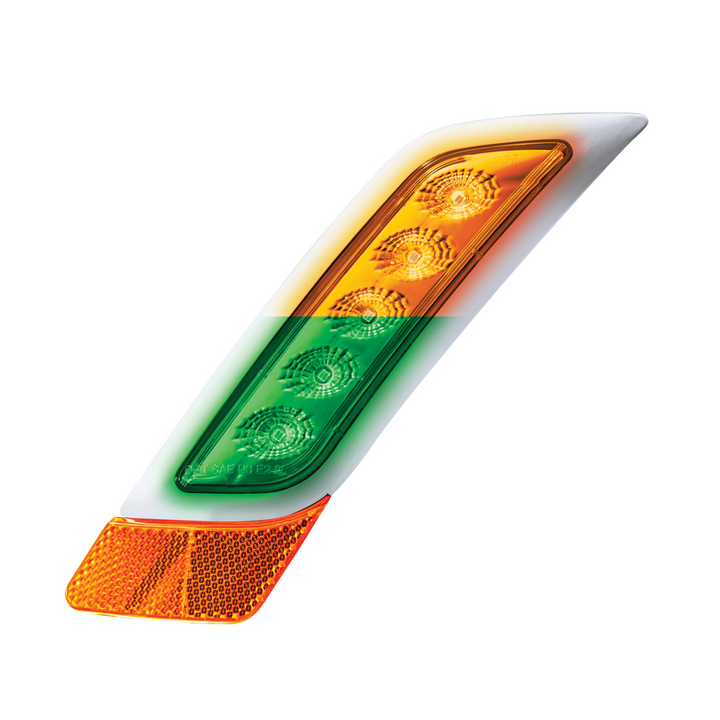 Double Fury 5 LED Fender Turn Signal Light For 2012-2021 Peterbilt 579 - Amber &amp; Purple LED