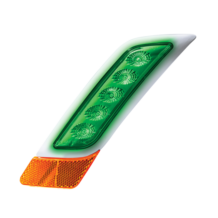 Double Fury 5 LED Fender Turn Signal Light For 2012-2021 Peterbilt 579 - Amber &amp; Purple LED