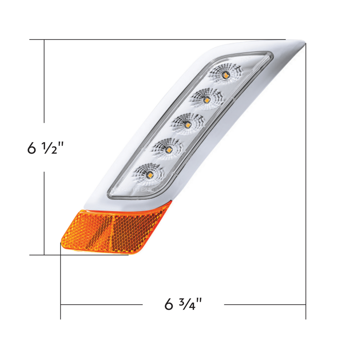 Double Fury 5 LED Fender Turn Signal Light For 2012-2021 Peterbilt 579 - Amber &amp; Purple LED