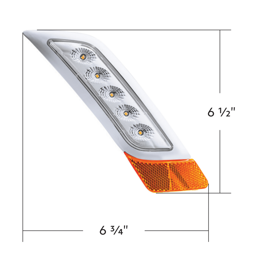 Double Fury 5 LED Fender Turn Signal Light For 2012-2021 Peterbilt 579 - Amber &amp; Red LED