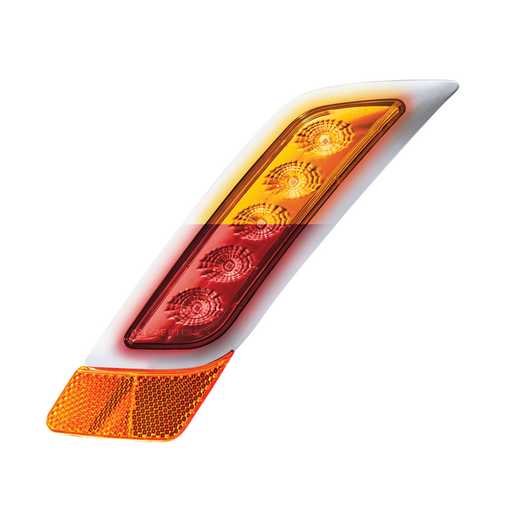 Double Fury 5 LED Fender Turn Signal Light For 2012-2021 Peterbilt 579 - Red &amp; Blue LED