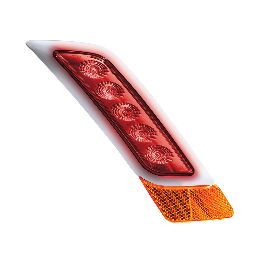 Double Fury 5 LED Fender Turn Signal Light For 2012-2021 Peterbilt 579 - Red &amp; Green LED
