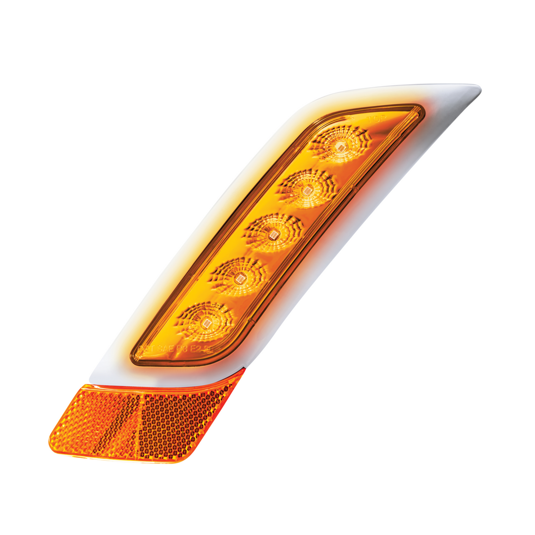 Double Fury 5 LED Fender Turn Signal Light For 2012-2021 Peterbilt 579 - Red &amp; Purple LED