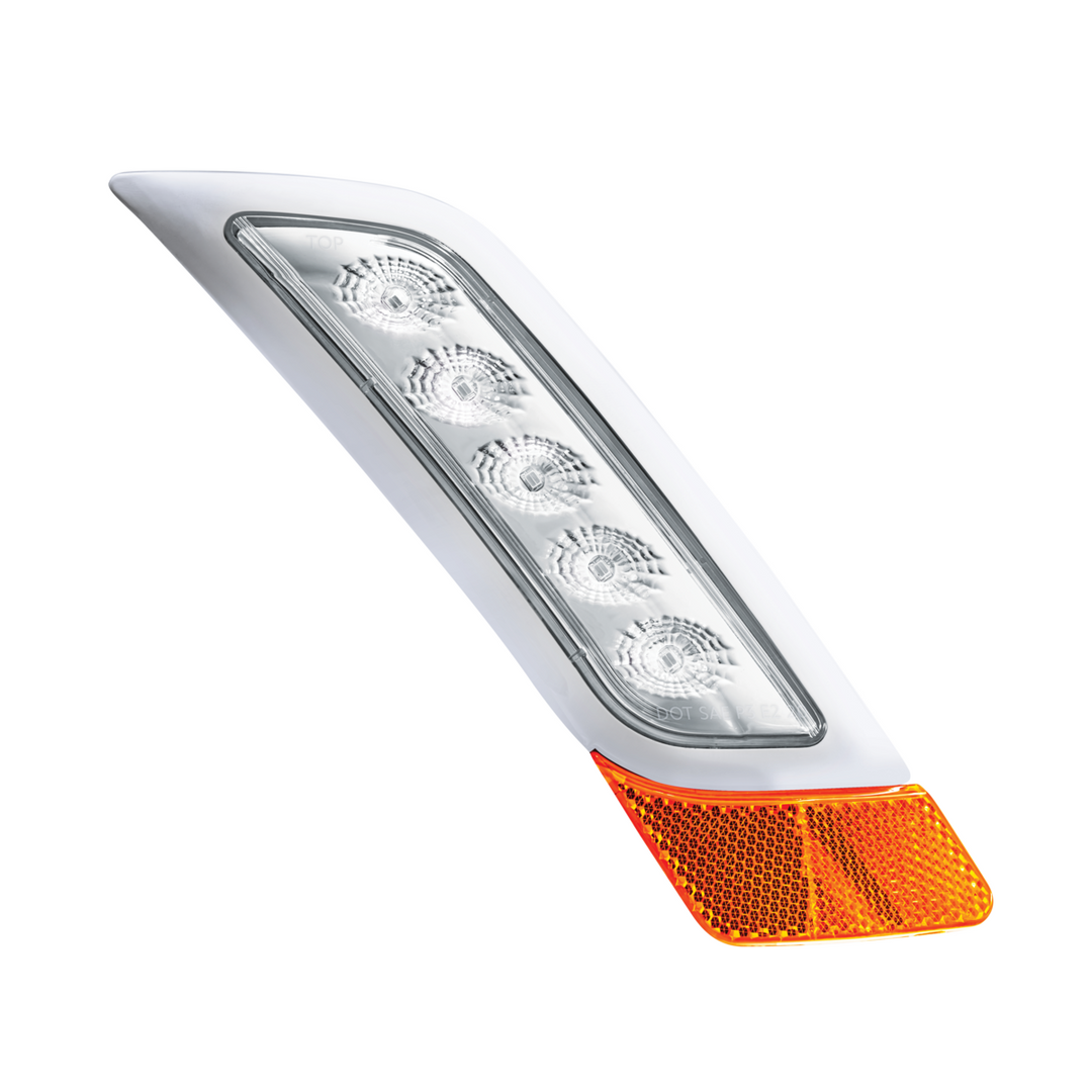 Double Fury 5 LED Fender Turn Signal Light For 2012-2021 Peterbilt 579 - Red &amp; White LED