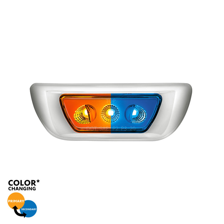 3 LED Double Fury Cab Light For 2013-2021 Kenworth T680 &amp; 2012-2021 Peterbilt 579 - Amber &amp; Blue LED