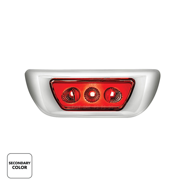 3 LED Double Fury Cab Light For 2013-2021 Kenworth T680 &amp; 2012-2021 Peterbilt 579 - Amber &amp; Red LED
