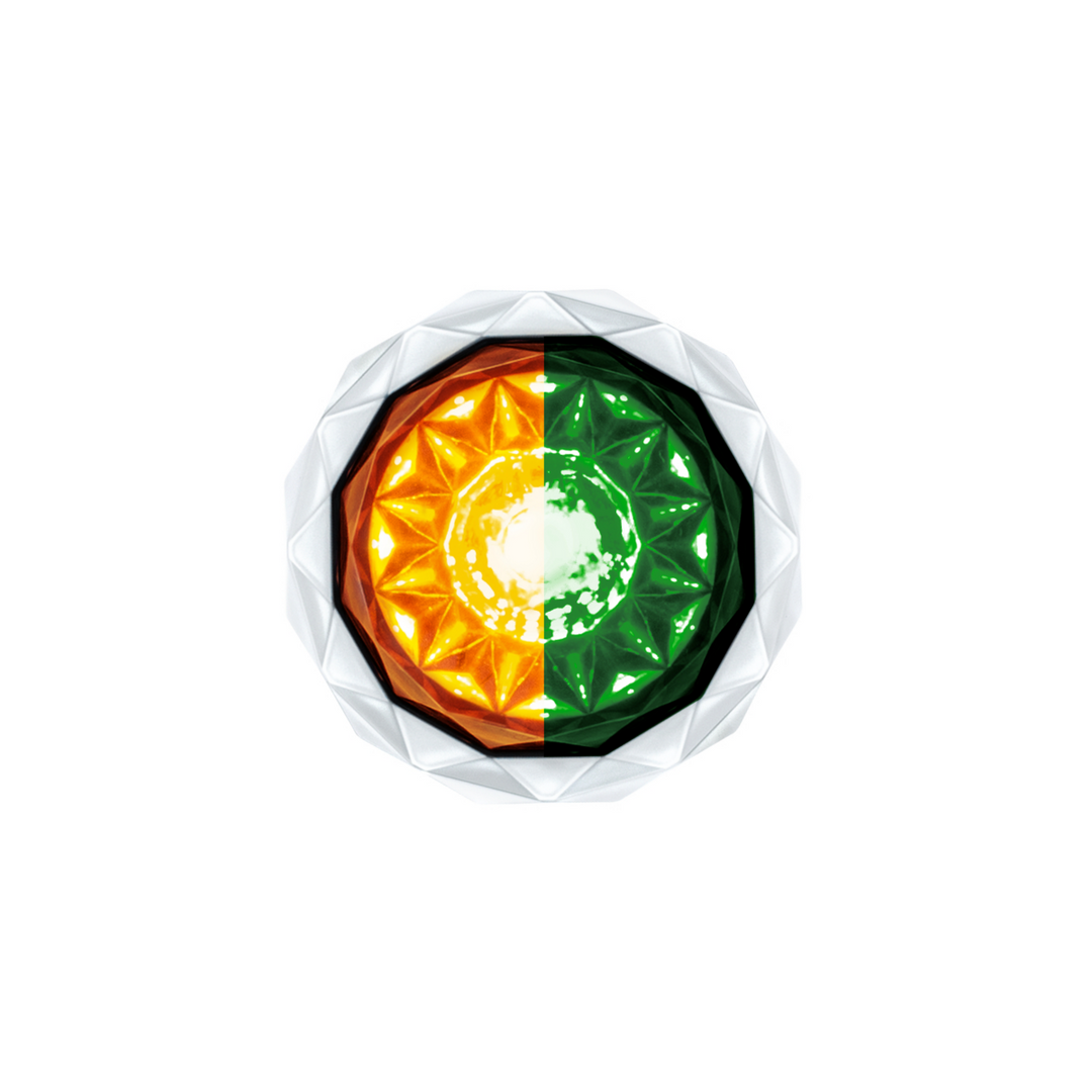 Double Fury 4 LED Dual Function 1-1/8" Crystal Watermelon Light - Amber &amp; Green LED