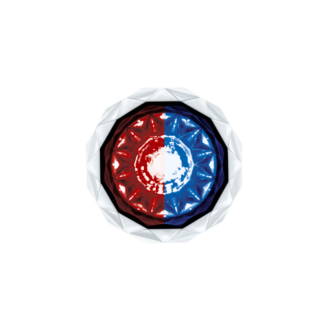 Double Fury 4 LED Dual Function 1-1/8" Crystal Watermelon Light - Red &amp; Blue LED
