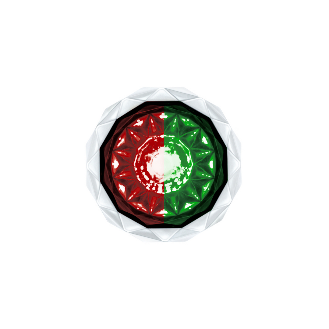 Double Fury 4 LED Dual Function 1-1/8" Crystal Watermelon Light - Red &amp; Green LED