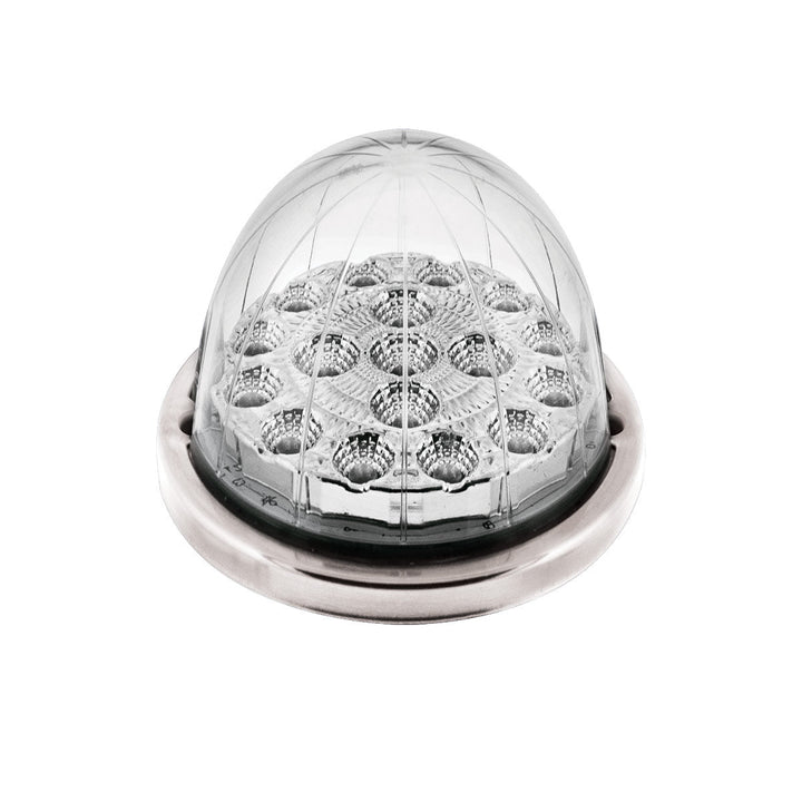17 LED Watermelon Dual Function Double Fury Light Flush Mount Kit With Low Profile Stainless Steel Bezel - Amber &amp; White LED