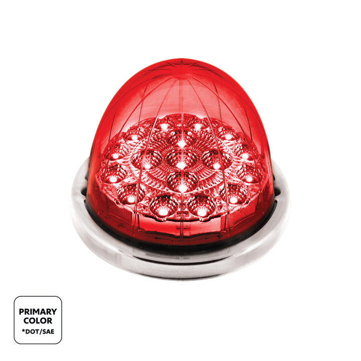 17 LED Watermelon Dual Function Double Fury Light Flush Mount Kit With Low Profile Stainless Steel Bezel - Red &amp; Green LED