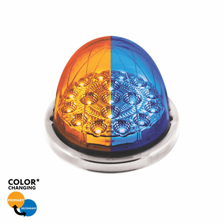 17 LED Watermelon Dual Function Double Fury Light Flush Mount Kit With Low Profile Stainless Steel Bezel - Red &amp; White LED